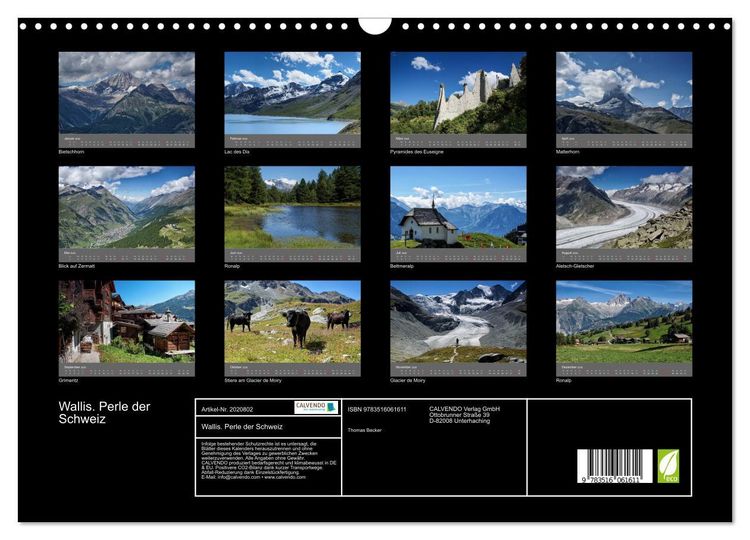 Produktbild: Wallis. Perle der Schweiz (Wandkalender 2026 DIN A3 quer), CALVENDO Monatskalender