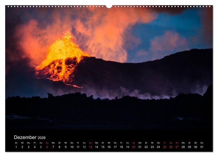 Produktbild: Vulkanausbruch - Island (Wandkalender 2026 DIN A2 quer), CALVENDO Monatskalender