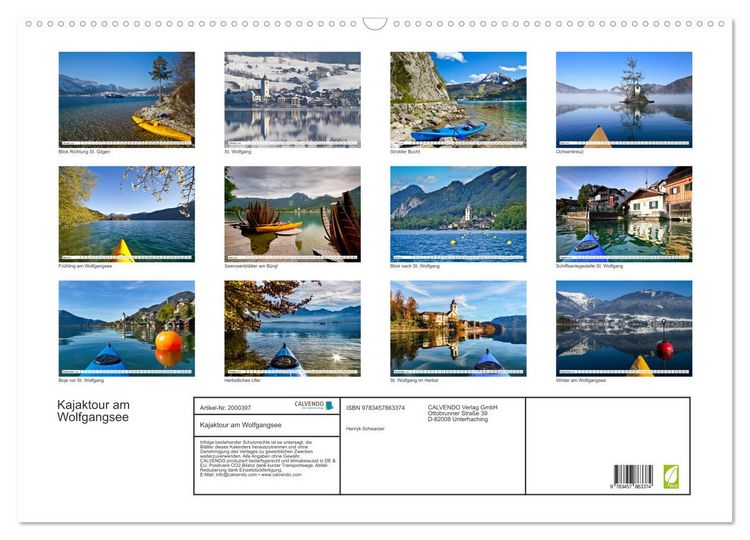 Produktbild: Kajaktour am Wolfgangsee (Wandkalender 2026 DIN A2 quer), CALVENDO Monatskalender