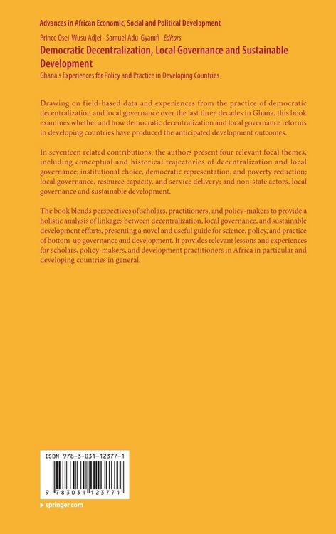 Produktbild: Democratic Decentralization, Local Governance and Sustainable Development