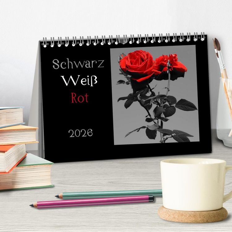 Produktbild: Schwarz-Wei&szlig;-Rot (Tischkalender 2026 DIN A5 quer), CALVENDO Monatskalender
