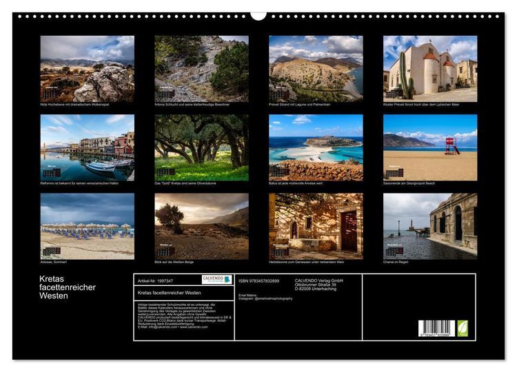 Produktbild: Kretas facettenreicher Westen (Wandkalender 2026 DIN A2 quer), CALVENDO Monatskalender