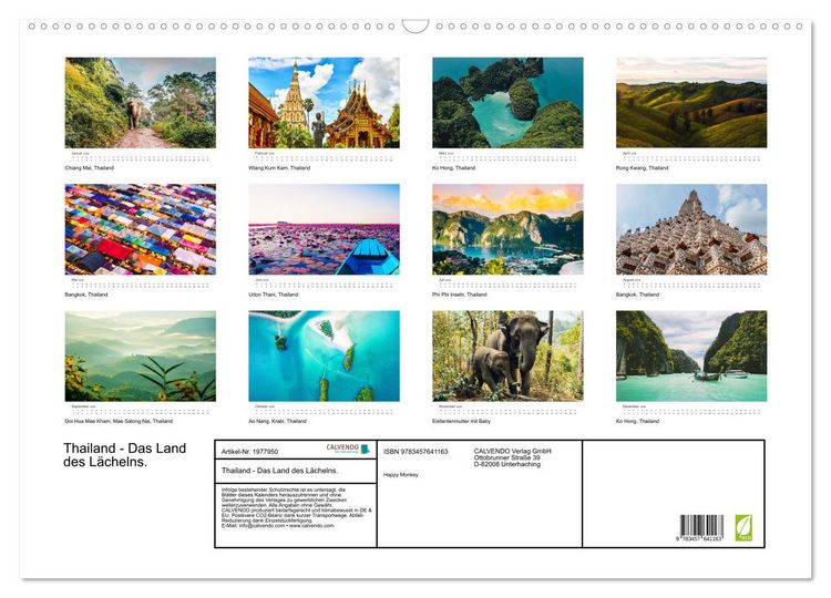 Produktbild: Thailand - Das Land des L&auml;chelns. (Wandkalender 2026 DIN A2 quer), CALVENDO Monatskalender