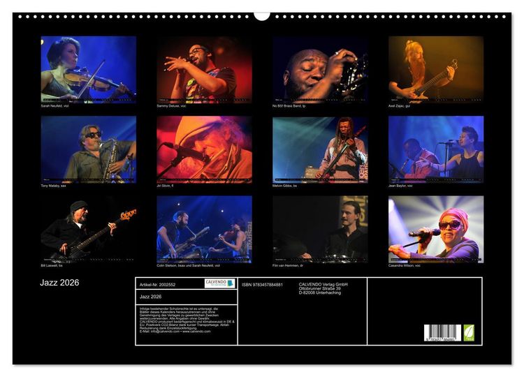 Produktbild: Jazz 2026 (Wandkalender 2026 DIN A2 quer), CALVENDO Monatskalender