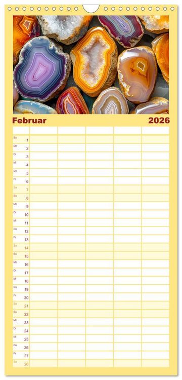 Produktbild: Familienplaner 2026 - Achat-Rhapsodie - Farbige Flussl&auml;ufe in Bandachaten und Quarz mit 5 Spalten (Wandkalender, 21 x 45 cm) CALVENDO