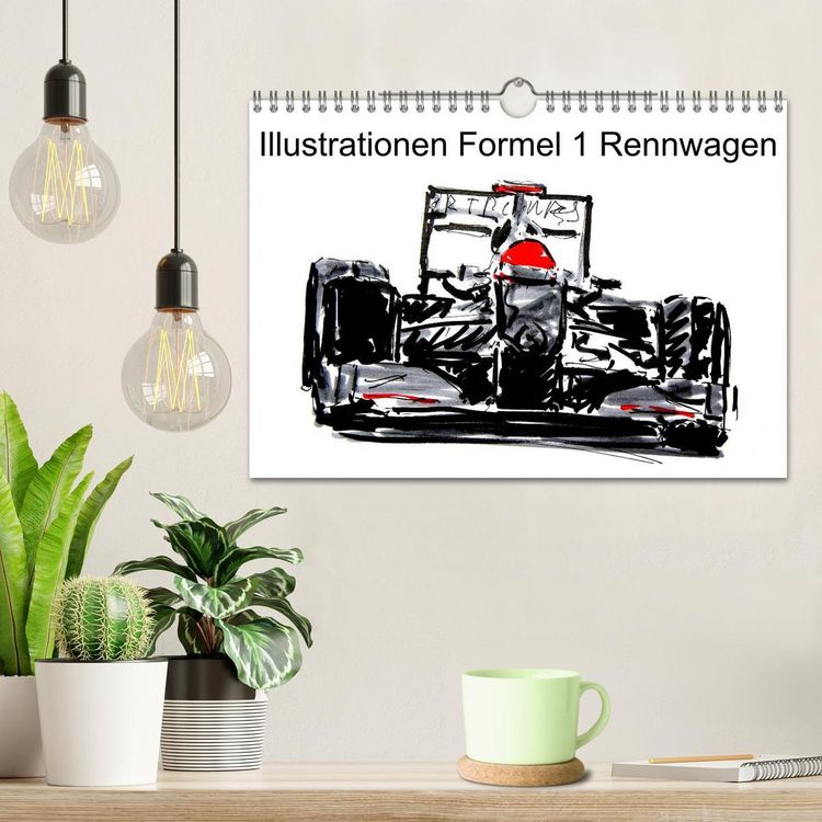 Produktbild: Illustrationen Formel 1 Rennwagen (Wandkalender 2026 DIN A4 quer), CALVENDO Monatskalender