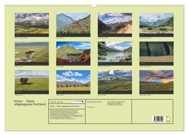 Produktbild: Kham - Tibets abgelegenes Hochland (Wandkalender 2026 DIN A2 quer), CALVENDO Monatskalender