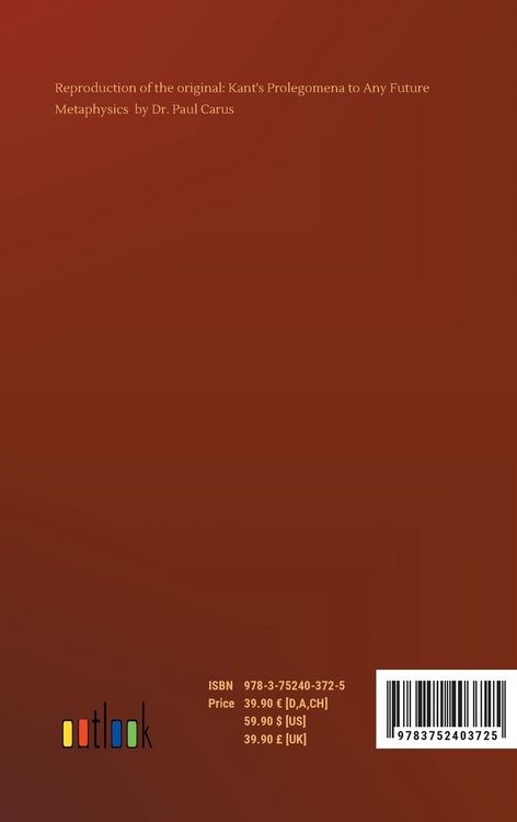 Produktbild: Kant's Prolegomena to Any Future Metaphysics