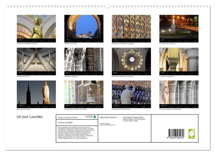 Produktbild: Un jour Lourdes (Calendrier mural 2026 DIN A2 vertical) calendrier de bureau