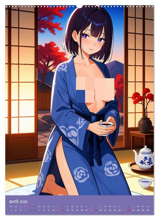 Produktbild: MANGA SENSUEL - Beaut&eacute;s japonaises d&eacute;nud&eacute;es et s&eacute;duisantes (Calendrier mural 2026 DIN A2 horizontal) calendrier de bureau