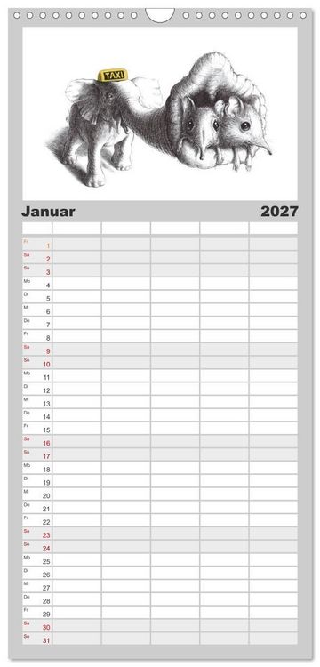 Produktbild: Familienplaner 2027 - TIERONISCH mit 5 Spalten (Wandkalender, 21 x 45 cm) CALVENDO