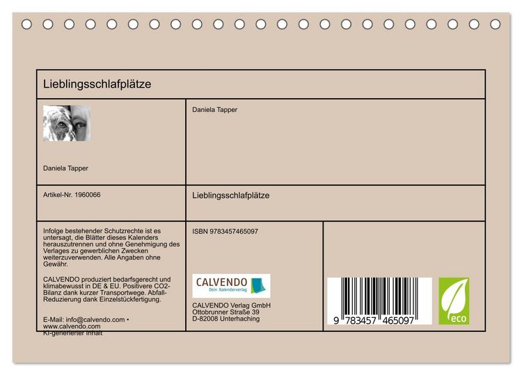 Produktbild: Lieblingsschlafpl&auml;tze (Tischkalender 2026 DIN A5 quer), CALVENDO Monatskalender