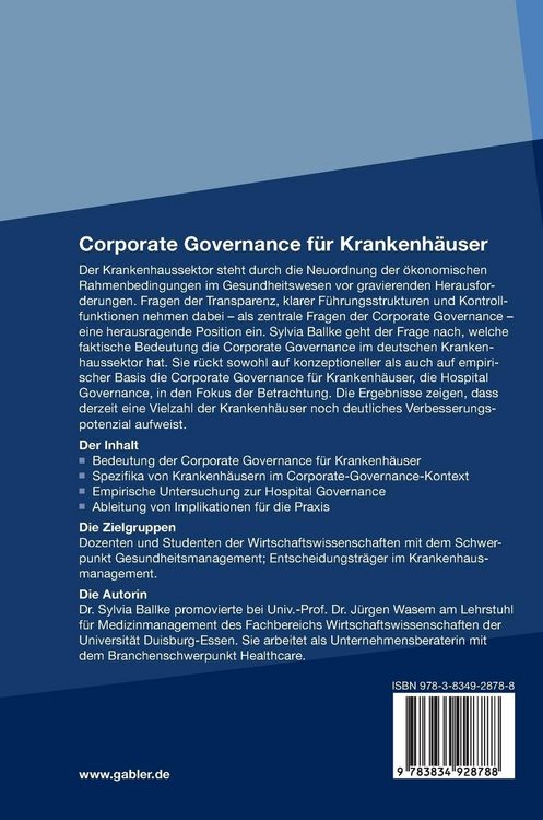 Produktbild: Corporate Governance f&uuml;r Krankenh&auml;user
