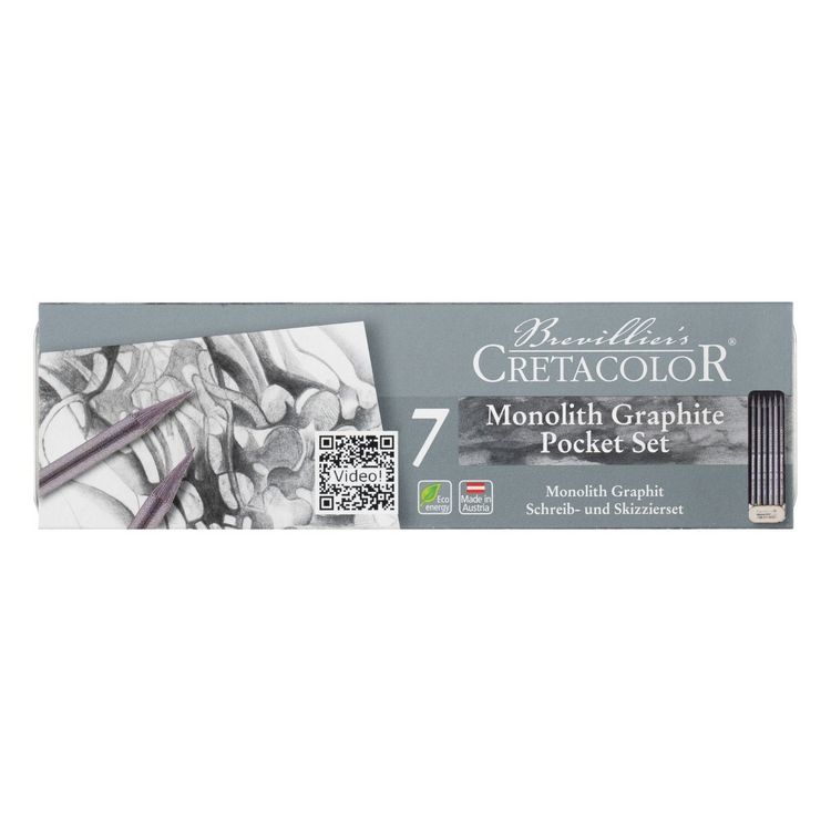 Produktbild: Cretacolor K&uuml;nstlerstifte Monolith Plus Pocket, 6er Set + Radierer