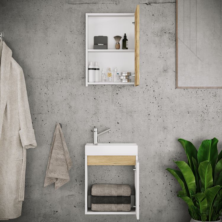 Produktbild: 3 tlg. H&auml;ngeschrank G&auml;ste-WC Waschbecken Softclose Cosila
