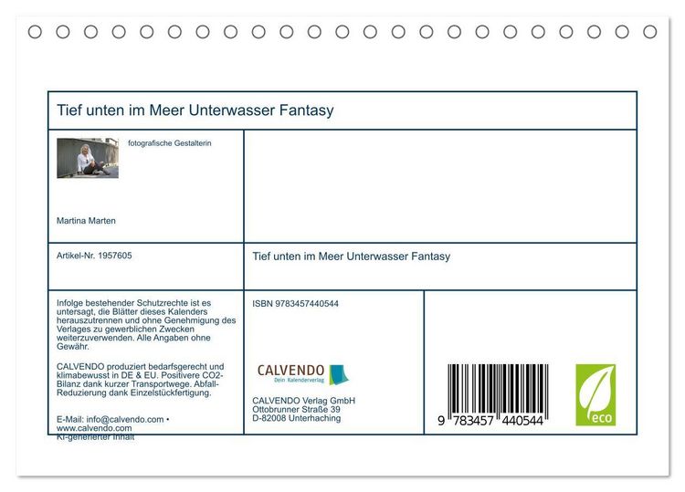 Produktbild: Tief unten im Meer Unterwasser Fantasy (Tischkalender 2026 DIN A5 quer), CALVENDO Monatskalender