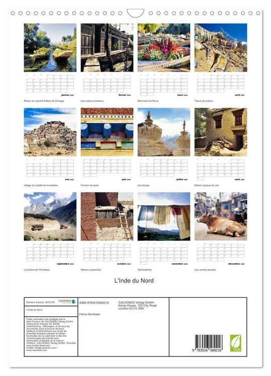 Produktbild: L'Inde du Nord (Calendrier mural 2026 DIN A3 horizontal), CALVENDO calendrier mensuel