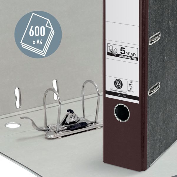 Produktbild: Leitz Ordner 1080 DIN A4 R&uuml;ckenbreite: 80mm Braun Wolkenmarmor 2 B&uuml;gel 10805075