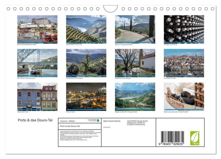 Produktbild: Porto & das Douro-Tal (Wandkalender 2026 DIN A4 quer), CALVENDO Monatskalender