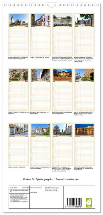 Produktbild: Familienplaner 2026 - Krakau. Ein Spaziergang durch Polens kulturelles Herz mit 5 Spalten (Wandkalender, 21 x 45 cm) CALVENDO