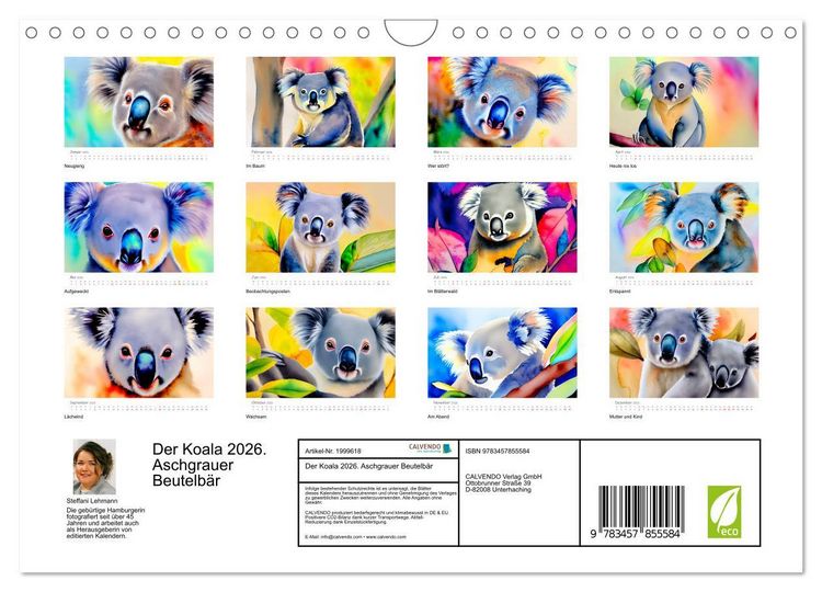 Produktbild: Der Koala 2026. Aschgrauer Beutelb&auml;r (Wandkalender 2026 DIN A4 quer), CALVENDO Monatskalender