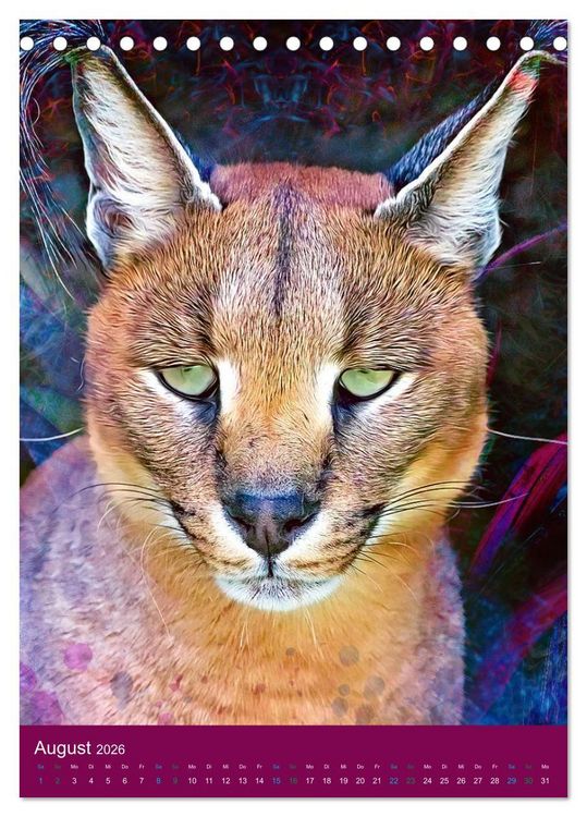 Produktbild: Raubkatzen - Artwork (Tischkalender 2026 DIN A5 hoch), CALVENDO Monatskalender