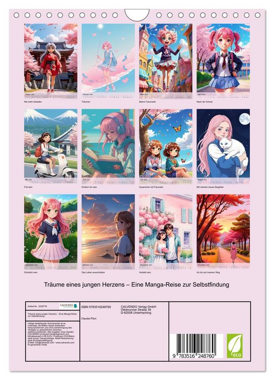 Produktbild: Tr&auml;ume eines jungen Herzens &ndash; Eine Manga-Reise zur Selbstfindung (Wandkalender 2026 DIN A4 hoch), CALVENDO Monatskalender