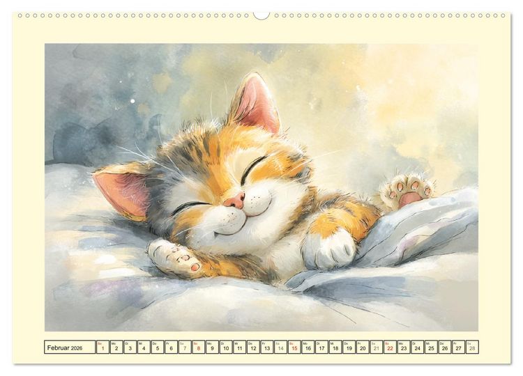 Produktbild: Pastellpf&ouml;tchen. Liebliche Katzen in sanften Farben (Wandkalender 2026 DIN A2 quer), CALVENDO Monatskalender