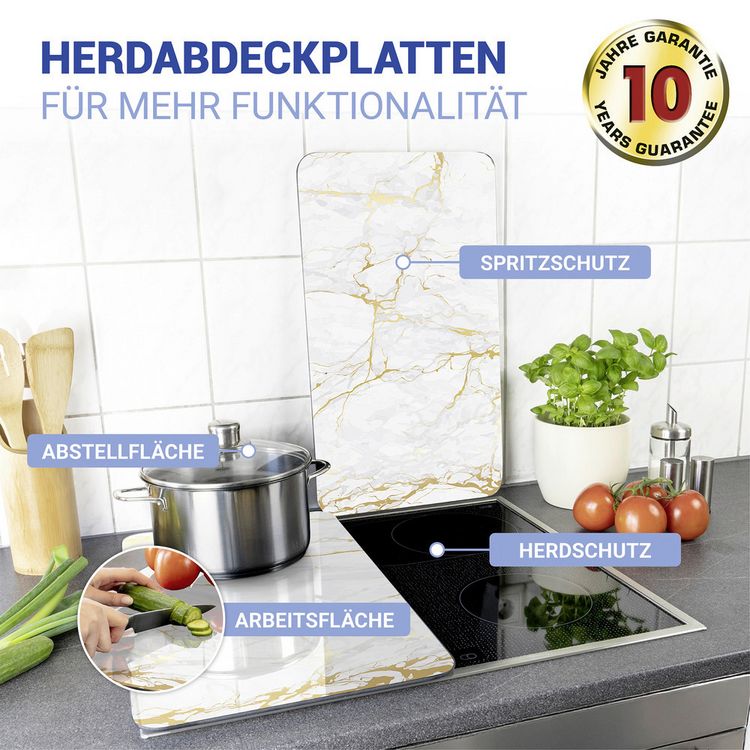 Produktbild: Herdabdeckplatte Universal Mod. Marmor Gold, 2er Set, f&uuml;r alle Herdarten geeignet