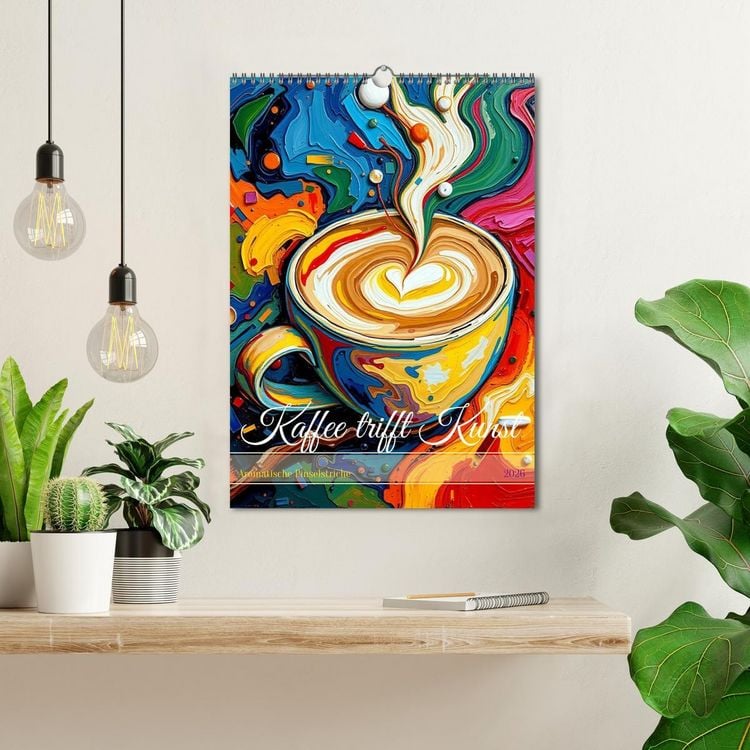Produktbild: Kaffee trifft Kunst - Aromatische Pinselstriche (Wandkalender 2026 DIN A3 hoch), CALVENDO Monatskalender