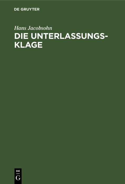 Produktbild: Die Unterlassungsklage
