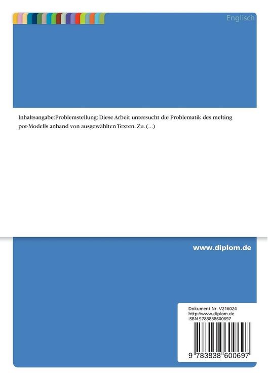 Produktbild: Der amerikanische melting pot-Mythos als Modell nationaler Identit&auml;t