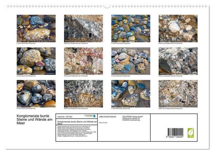Produktbild: Konglomerate bunte Steine und W&auml;nde am Meer (hochwertiger Premium Wandkalender 2026 DIN A2 quer), Kunstdruck in Hochglanz