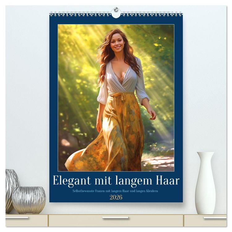 Produktbild: Elegant mit langem Haar (hochwertiger Premium Wandkalender 2026 DIN A2 hoch), Kunstdruck in Hochglanz