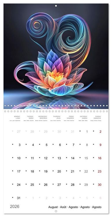 Produktbild: Fleurs en verre color&eacute; (Calendrier mural carr&eacute; 2026 30x30 cm) Calendrier double avec une page pour vos prises de notes