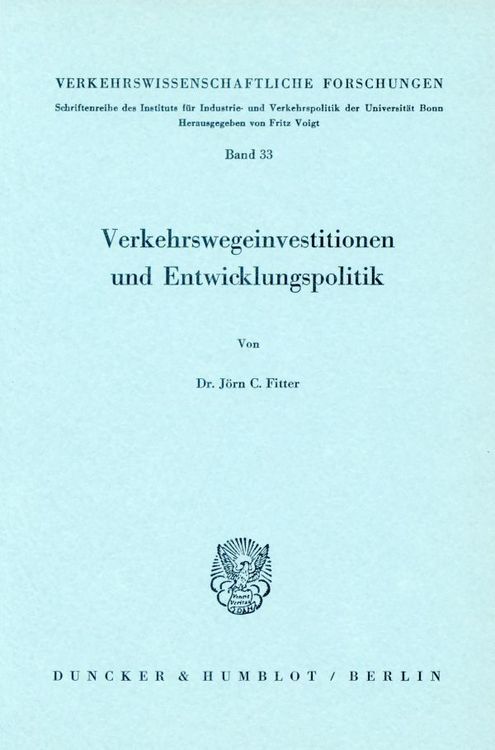 Produktbild: Verkehrswegeinvestitionen und Entwicklungspolitik.