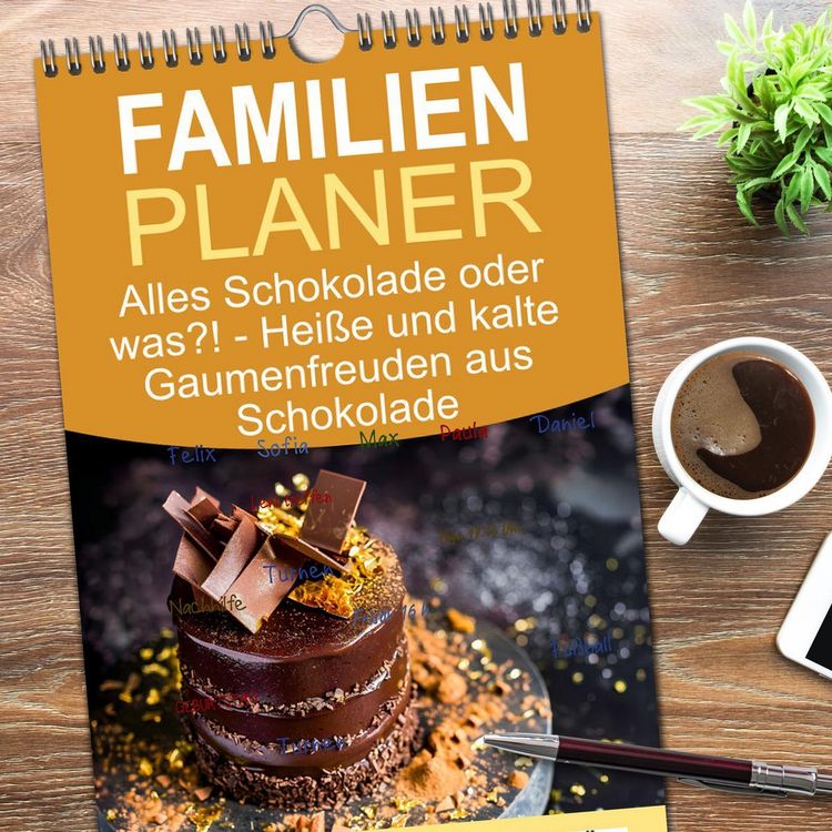 Produktbild: Familienplaner 2026 - Alles Schokolade oder was?! - Hei&szlig;e und kalte Gaumenfreuden aus Schokolade mit 5 Spalten (Wandkalender, 21 x 45 cm) CALVENDO