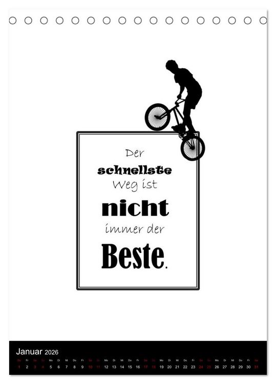 Produktbild: Markante, freche Spr&uuml;che rund ums Radfahren (Tischkalender 2026 DIN A5 hoch), CALVENDO Monatskalender