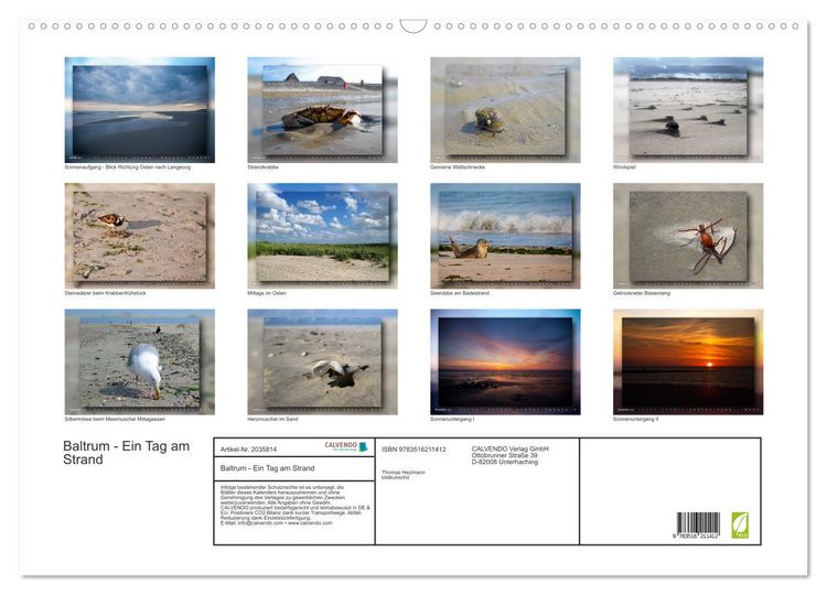 Produktbild: Baltrum - Ein Tag am Strand (Wandkalender 2026 DIN A2 quer), CALVENDO Monatskalender