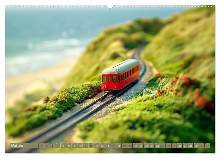 Produktbild: Miniaturwelt Eisenbahn - Zug um Zug ins Abenteuer (hochwertiger Premium Wandkalender 2026 DIN A2 quer), Kunstdruck in Hochglanz