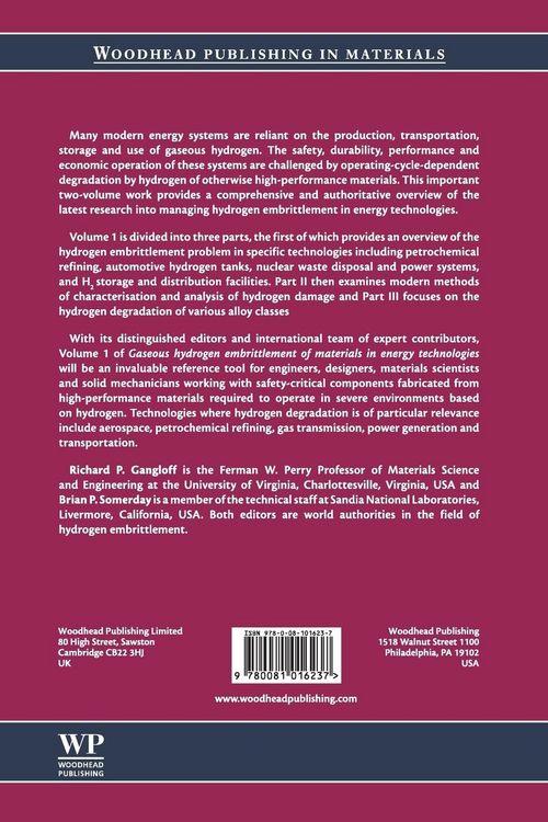 Produktbild: Gaseous Hydrogen Embrittlement of Materials in Energy Technologies