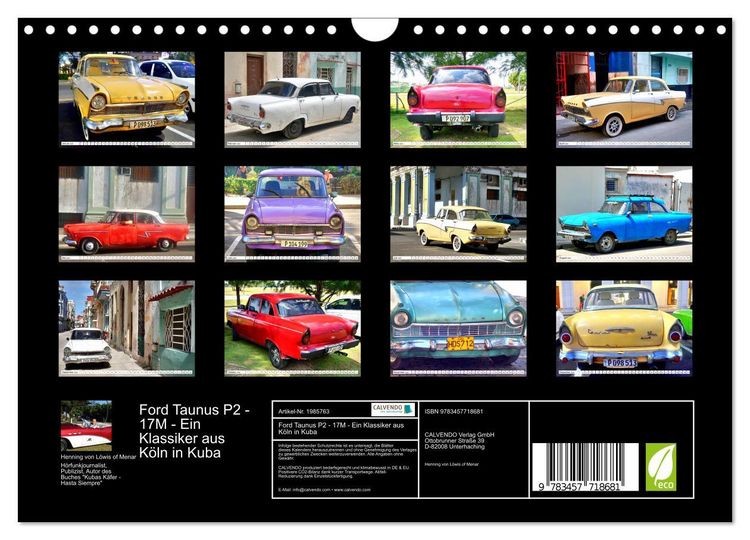 Produktbild: Ford Taunus P2 - 17M - Ein Klassiker aus K&ouml;ln in Kuba (Wandkalender 2026 DIN A4 quer), CALVENDO Monatskalender