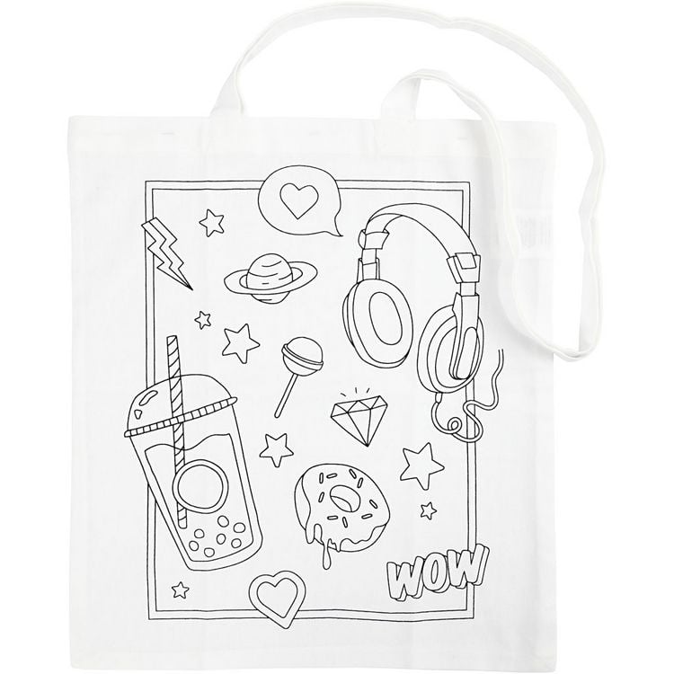 Produktbild: Creativ Company Tragetasche zum Ausmalen, Gr&ouml;&szlig;e 38x42 cm, 130 g, Wei&szlig;, 1 Stk
