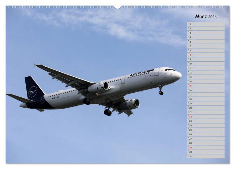 Produktbild: Flugzeuge &ndash; Starts und Landeanfl&uuml;ge Geburtstagsplaner (Wandkalender 2026 DIN A2 quer), CALVENDO Monatskalender