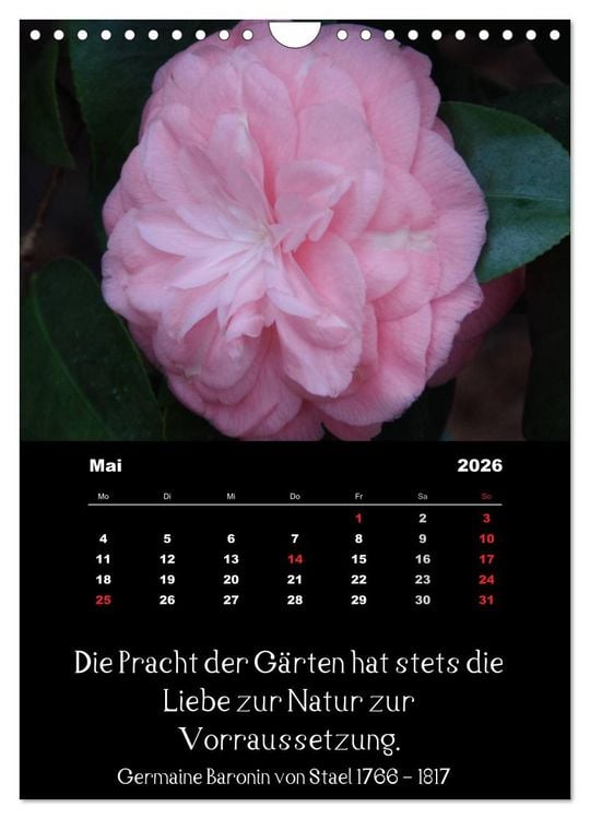 Produktbild: Spr&uuml;che und Zitate ber&uuml;hmter Personen &uuml;ber Blumen und Natur (Wandkalender 2026 DIN A4 hoch), CALVENDO Monatskalender