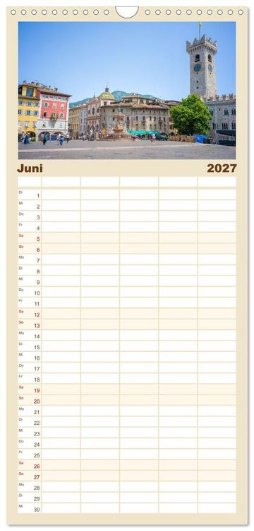 Produktbild: Familienplaner 2027 - Trient - Hauptstadt des Trentino mit 5 Spalten (Wandkalender, 21 x 45 cm) CALVENDO