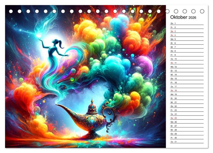 Produktbild: Mythische Wesen - Fabelwesen im Farbenrausch: Ein buntes Spektakel (Tischkalender 2026 DIN A5 quer), CALVENDO Monatskalender