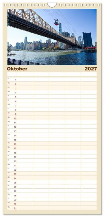 Produktbild: Familienplaner 2027 - Wundervolles New York mit 5 Spalten (Wandkalender, 21 x 45 cm) CALVENDO