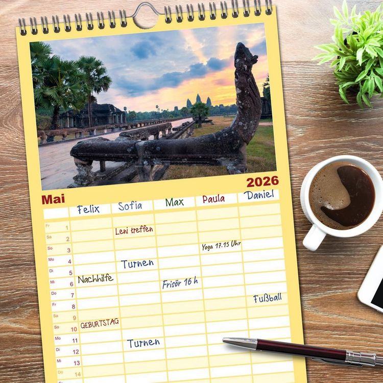 Produktbild: Familienplaner 2026 - Asien - Kontinent der Farben mit 5 Spalten (Wandkalender, 21 x 45 cm) CALVENDO