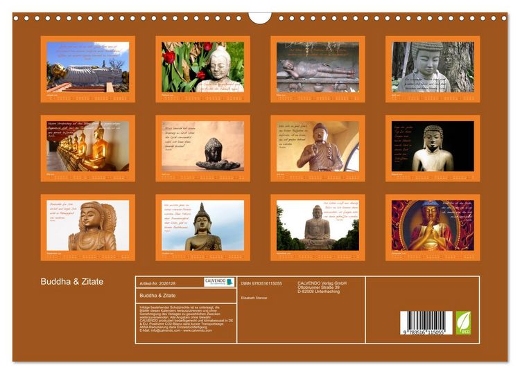 Produktbild: Buddha & Zitate (Wandkalender 2026 DIN A3 quer), CALVENDO Monatskalender